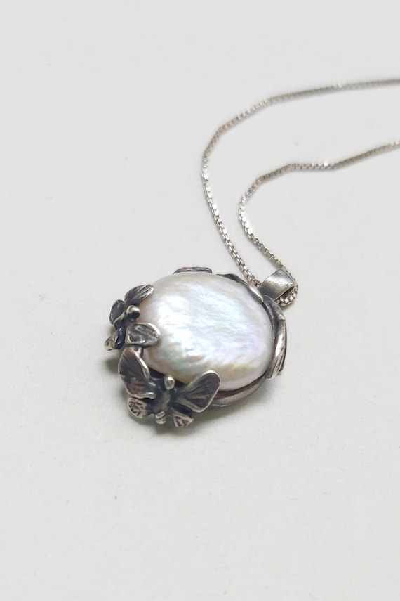 Sterling Silver & Mother of Pearl Butterfly Neckla