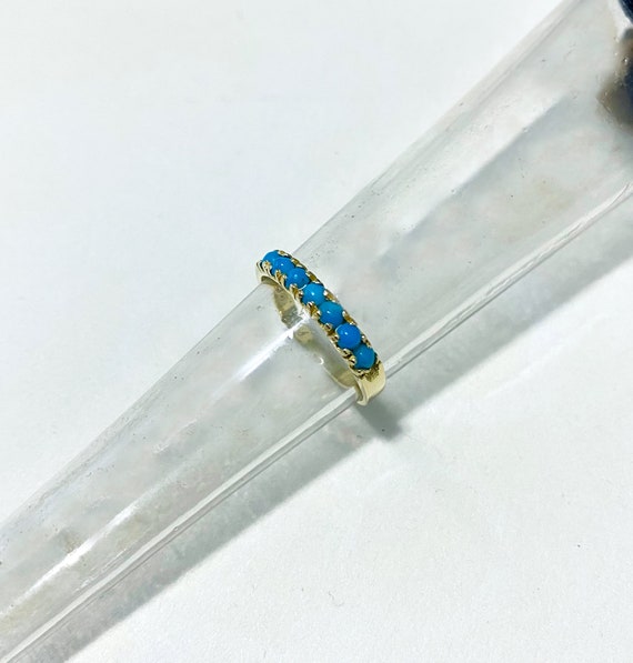 Mid Century Yellow Gold Turquoise Ring Circa 1940s