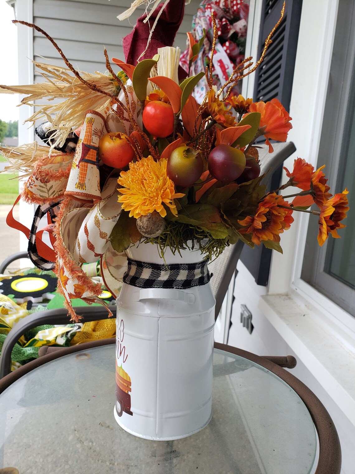 Fall Centerpiece Fall milk jug centerpiece with scarecrow Etsy