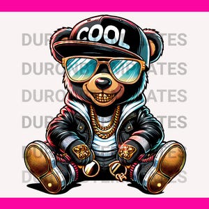 Hip Hop Bär Png, lustige Streetwear Kleidung, schwarzer Stolz Png, digitaler Download PNG, JPEG Vorlage Sublimation,