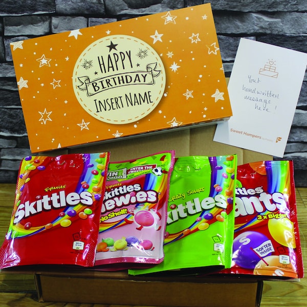 Personalised Birthday Skittles Assortment Sweet Hamper Gift
