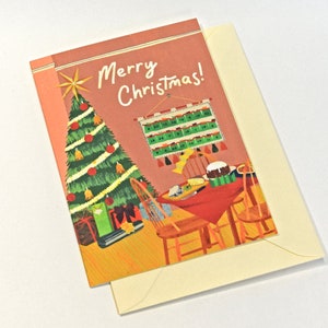 Cartolina di buon Natale. Biglietto per la tavola di Natale. Unico, prodotto localmente.