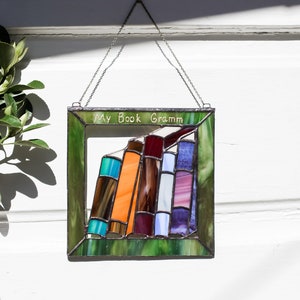 Stained Glass Stack of Books | Window Hangings | Book Lover Gift | Teacher Gift | Bookworm Wall Art | Library Decoration