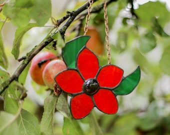 Flower Suncatcher- Christmas flower gift -Ukraine Flower stained glass-Flower gift suncatcher