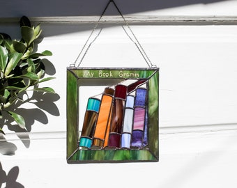 Stained Glass Stack of Books Window Hanging: Book Lover Gift