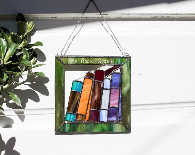 Stained Glass Stack of Books Window Hanging: Book Lover Gift