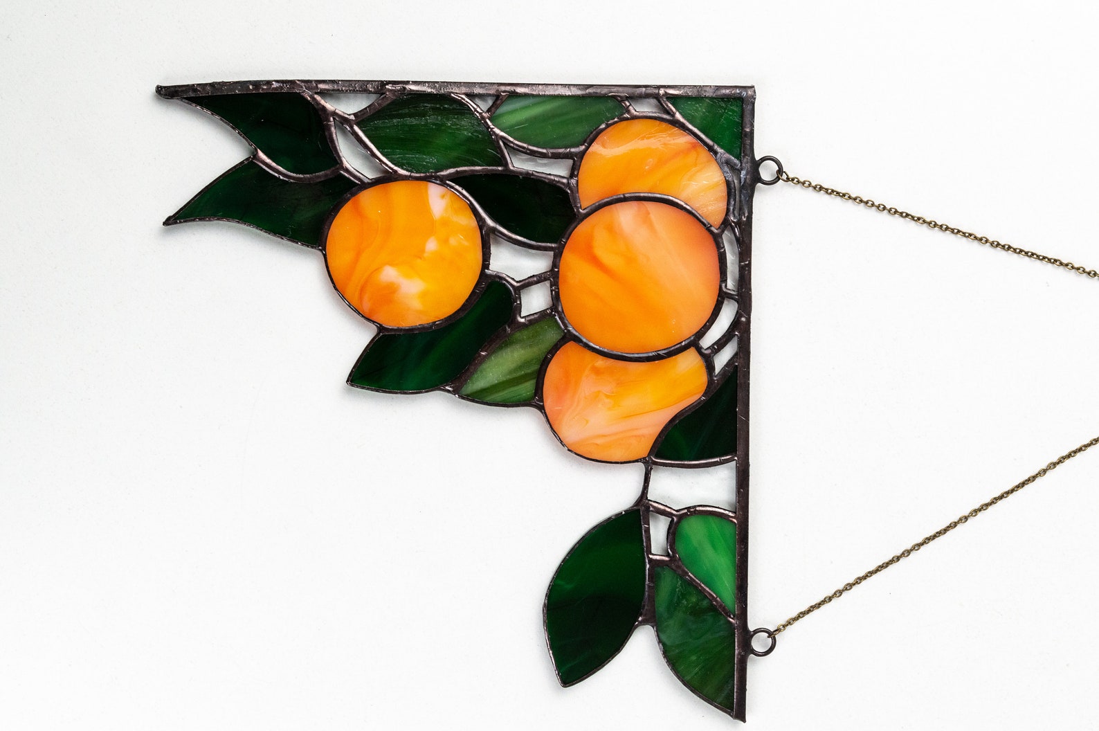 ORANGE SUNCATCHER, STAIN Glass Ornament, Leaves Window Corner Hanging Suncatcher Ornament