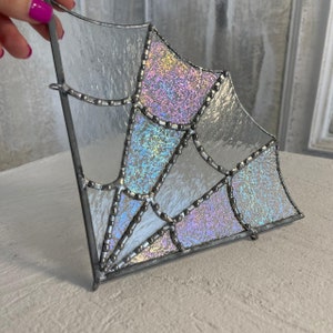 Stained Glass Spider Web Corner Suncatcher: Window Decoration