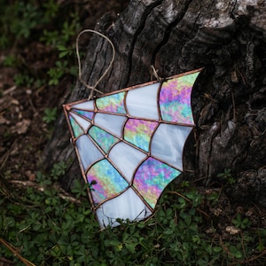 Stained Glass Spider Web Corner Decor - Nature Inspired Charm