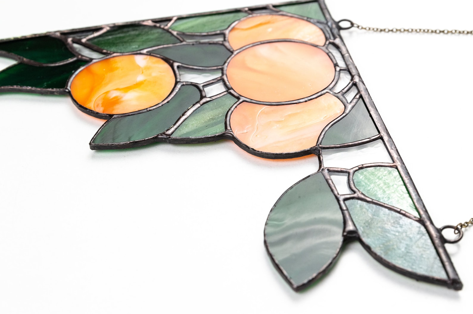 ORANGE SUNCATCHER, STAIN Glass Ornament, Leaves Window Corner Hanging Suncatcher Ornament
