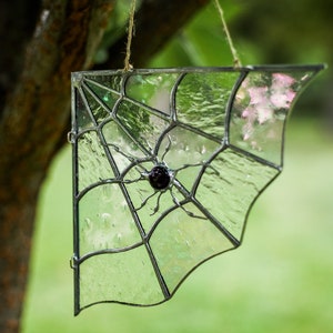 Stained Glass Spider Web Corner Decor - Nature Inspired