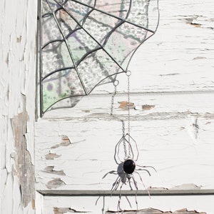 Stained Glass Spider Web Corner Decor - Nature Inspired Charm