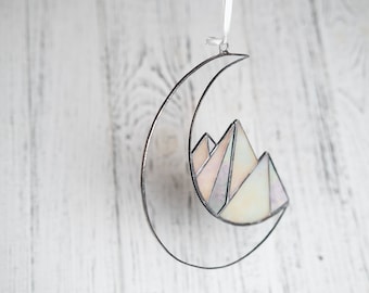 Glasmalerei-Traumfänger, Glasmalerei-Mond-Sonnenfänger, Fensterschmuck Mond