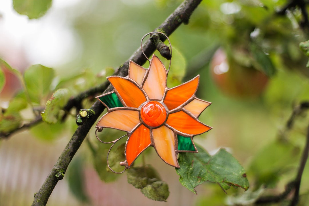 Buy Stained Glass Flower, Flower Suncatcher, Stained Glass Window