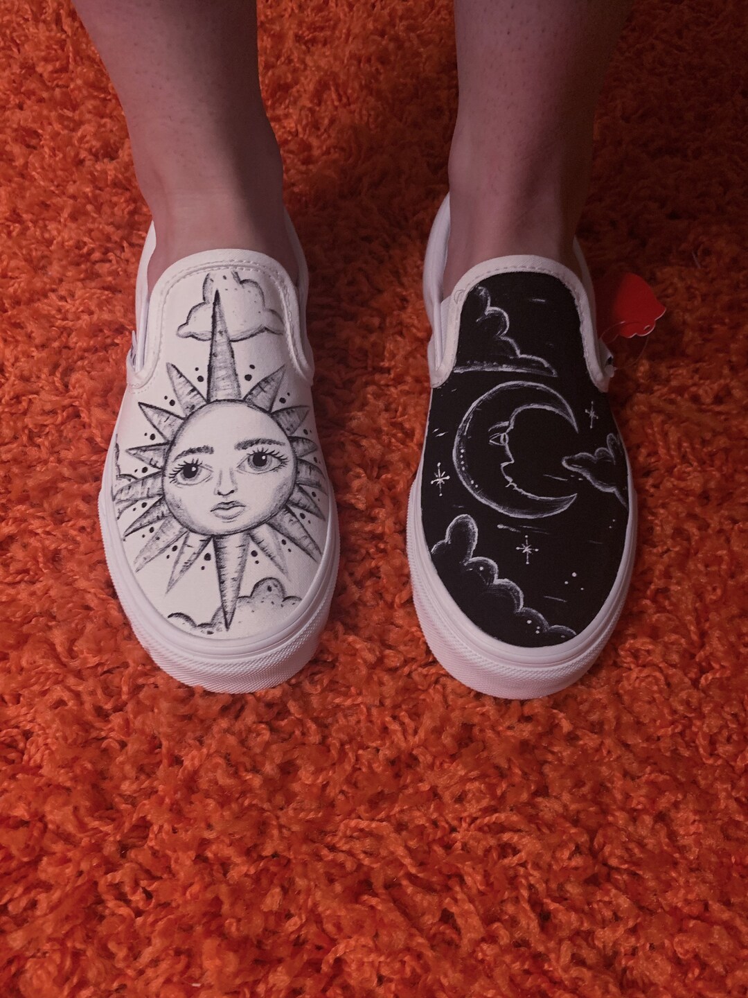 Custom Vans Sun and Moon Vans Tapestry Vans Bohemian Vans Etsy