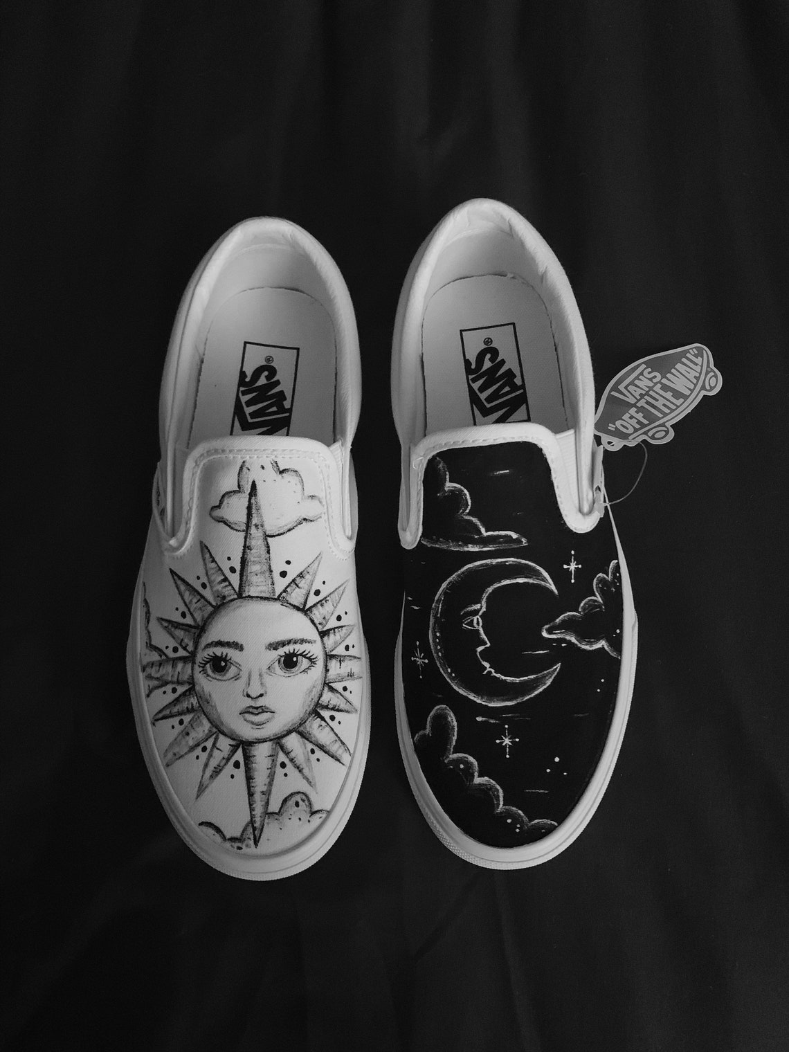 Custom Vans Sun and Moon Vans Tapestry Vans Bohemian Vans - Etsy Norway