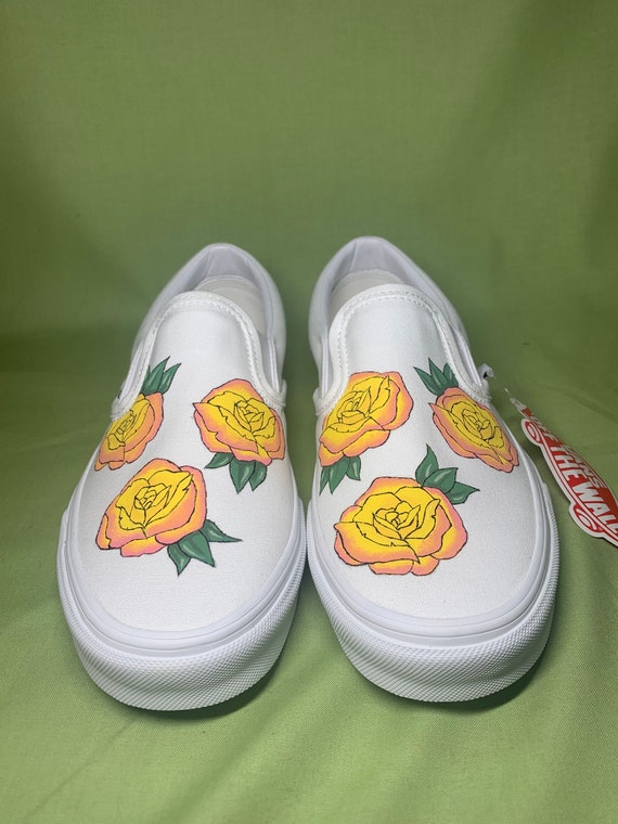 yellow vans with roses