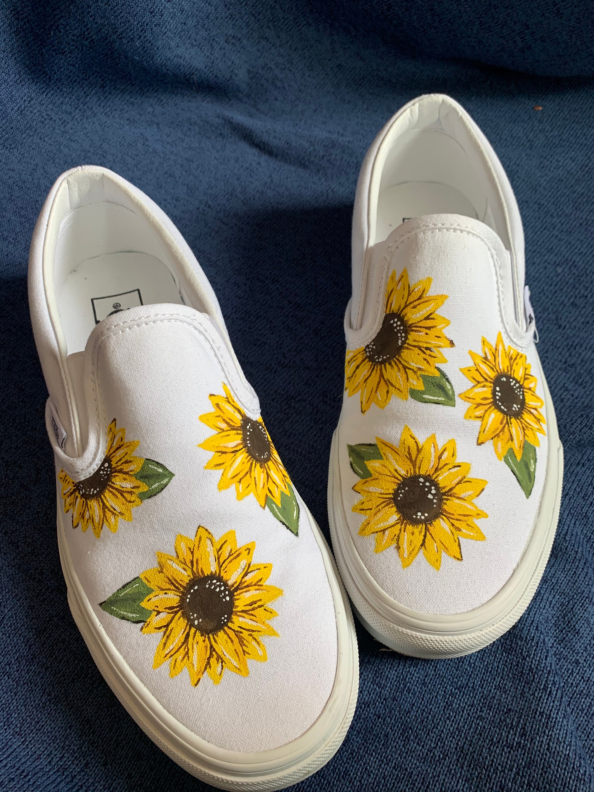 Custom Sunflower Vans Hand Painted Shoes Etsy