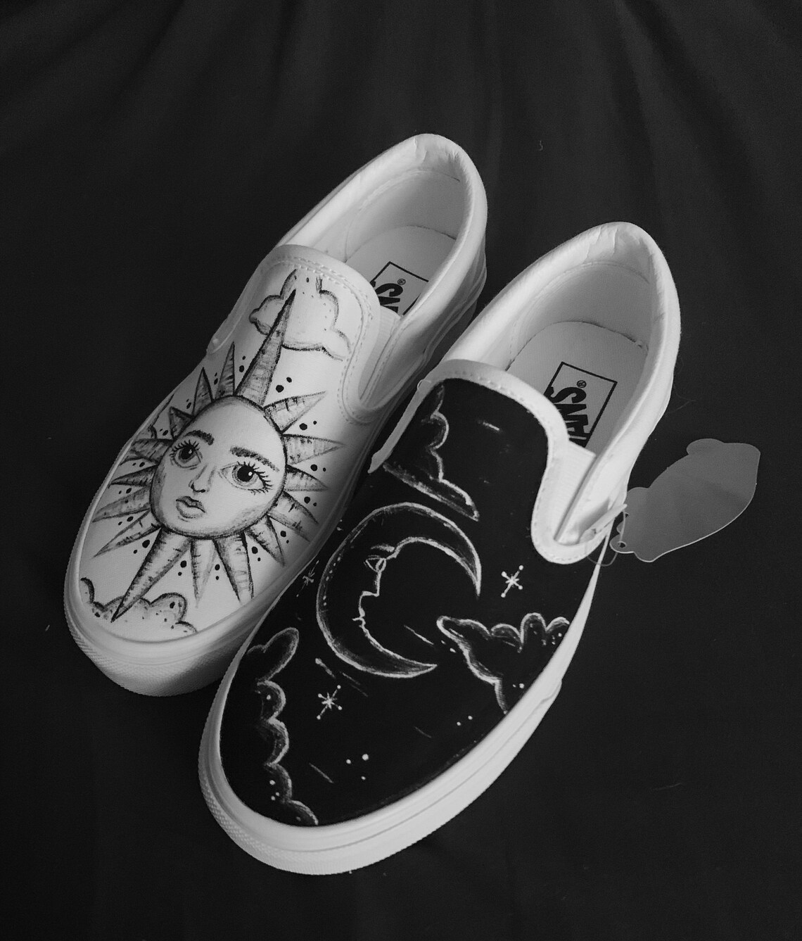 Custom Vans Sun and Moon Vans Tapestry Vans Bohemian Vans - Etsy Norway