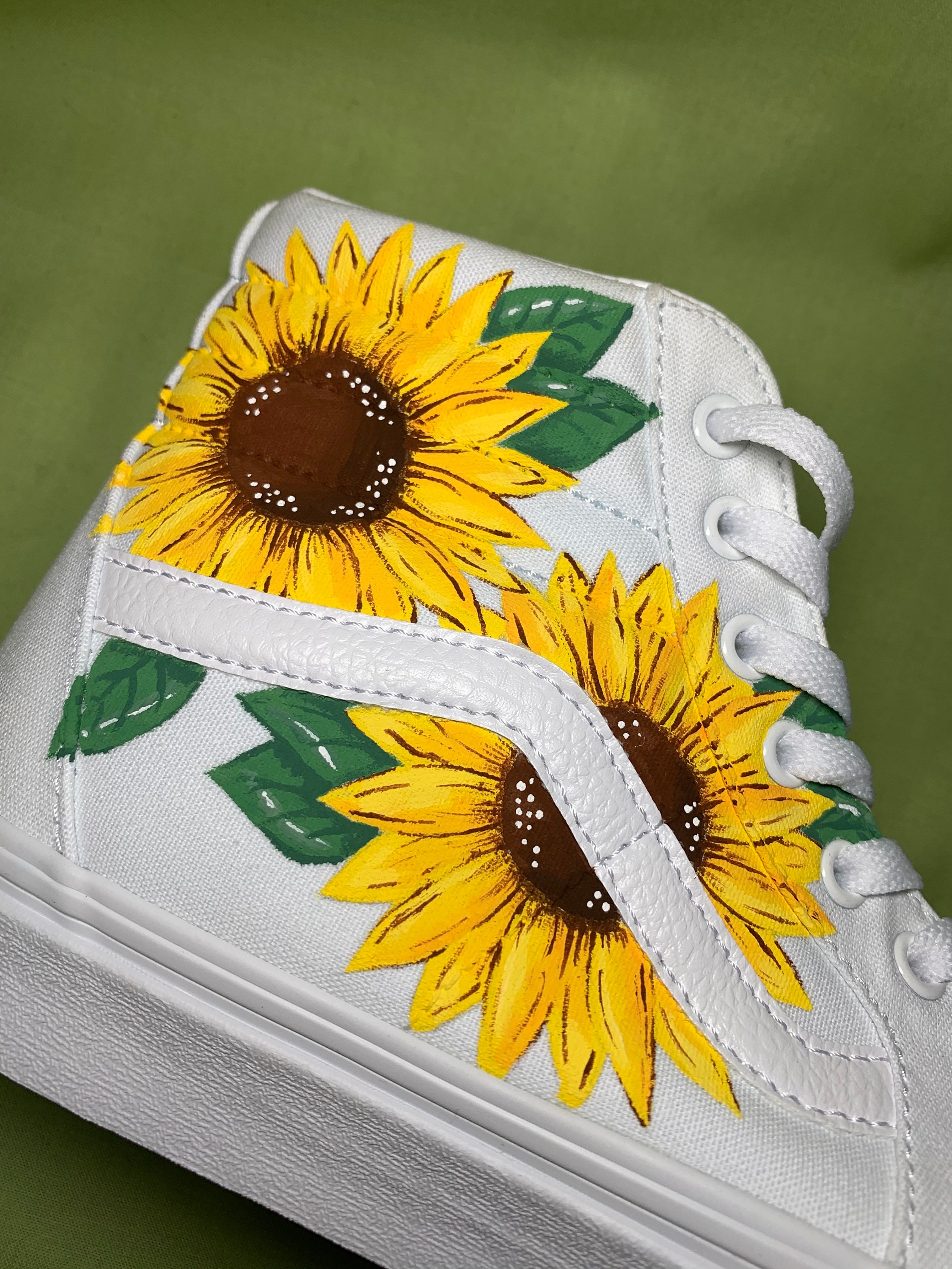 Winst Denemarken Stemmen Aangepaste Hoge Top Vans Zonnebloem Vans Handgeschilderde - Etsy Nederland