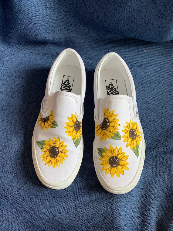 Schoenen damesschoenen Instappers Custom Sunflower Vans 
