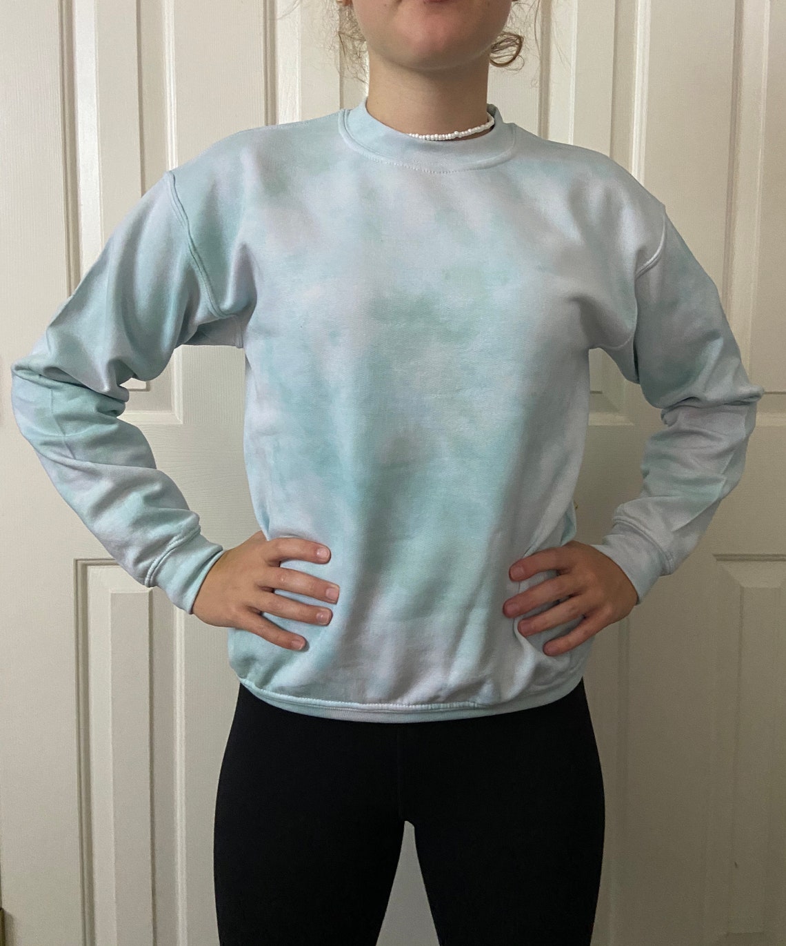 Youth teal tie dyed crewneck sweatshirt Etsy