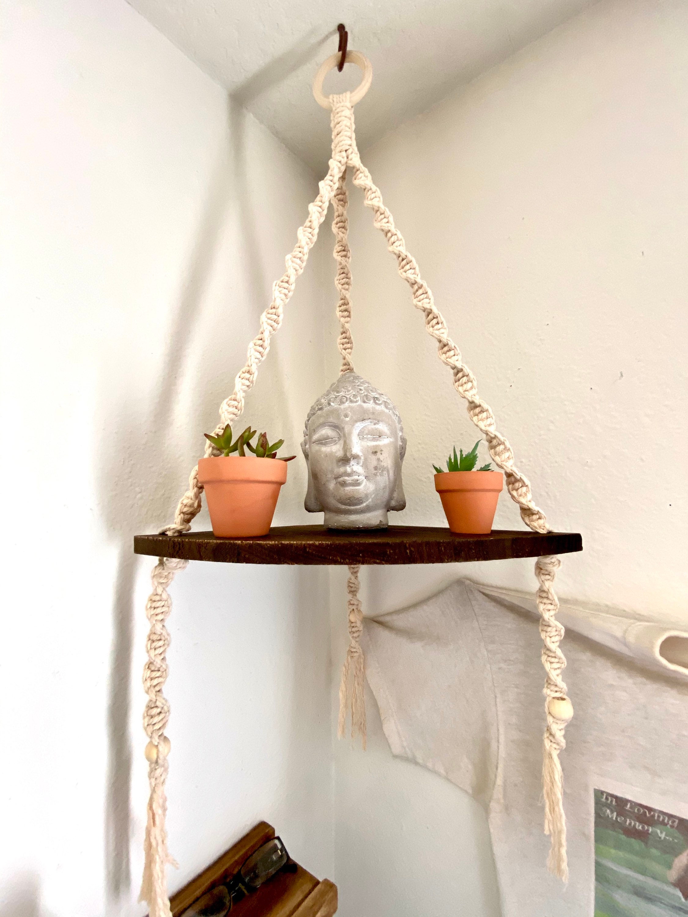 Corner Macrame Shelf Style 1 Corner Shelf Hanging Corner Etsy