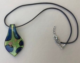 Millefiori Glass Green and Blue pendant.