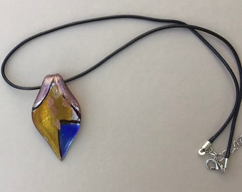 Millefiori Glass blue and yellow pendant.
