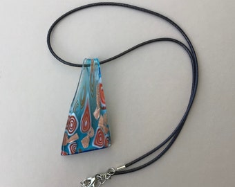 Millefiori Glass Blue and Orange pendant.