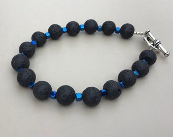 Lava Bead and Hematine bracelet. Made in Ireland.