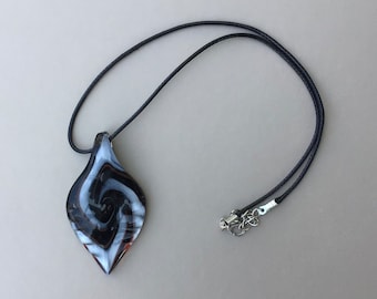 Millefiori Glass Black and White pendant.