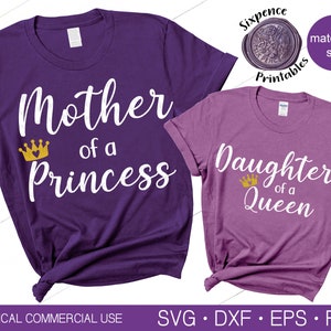 MAMA und ICH Shirt SVG Mama und Tochter Shirt Svg Mutter einer Prinzessin Svg Tochter einer Königin Svg Krone Clipart