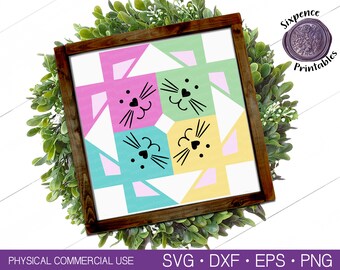 Easter BUNNY BARN QUILT Cut File Easter Decor Svg Farmhouse Easter Decor Svg Barn Quilt Svg Farm Svg Easter Bunny Svg Spring Svg