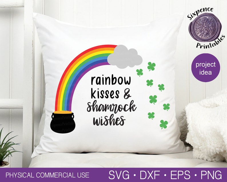 RAINBOW KISSES & SHAMROCK Wishes Svg Shamrock Svg St Patricks Png ...