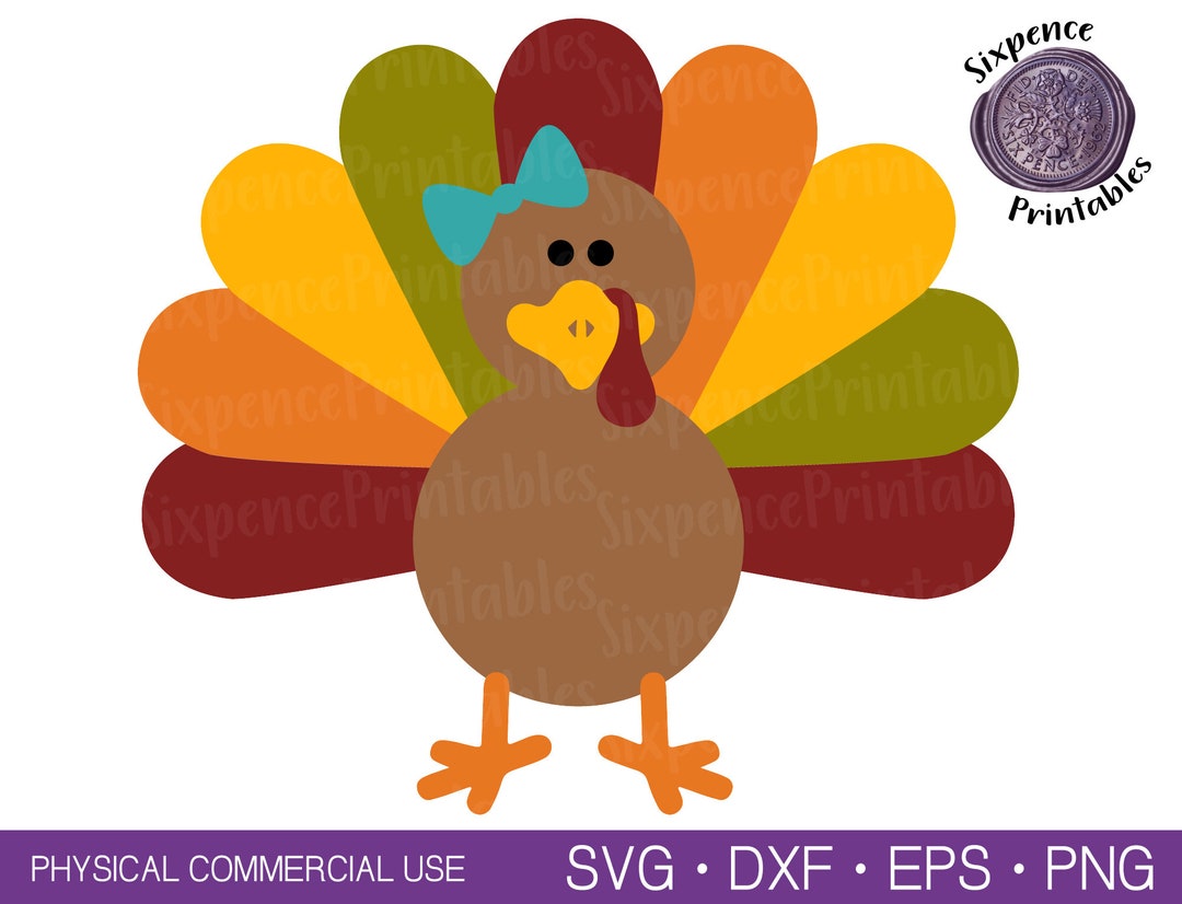 THANKSGIVING CLIPART Girl Turkey Svg Little Turkey Svg Etsy