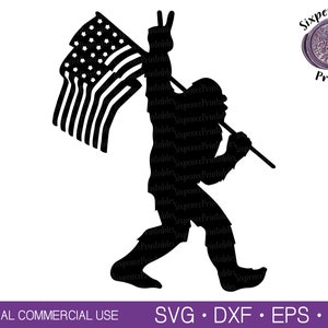 BIGFOOT SVG Bandera de EE. UU. Svg Signo de la paz Svg Sasquatch Svg Bigfoot Png Yeti Clipart Paz Mano Svg Bandera estadounidense Svg Yeti Svg Patriótico Svg