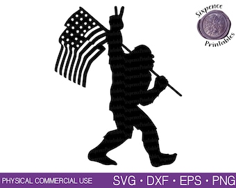 BIGFOOT SVG USA Flag Svg Peace Sign Svg Sasquatch Svg Bigfoot Png Yeti Clipart Peace Hand Svg American Flag Svg Yeti Svg Patriotic Svg