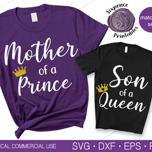 MOMMY and ME Camicia SVG Mamma e figlio Svg Madre di un principe Svg Figlio di una regina Svg Madre e figlio Svg Madre e figlio Tshirt Svg