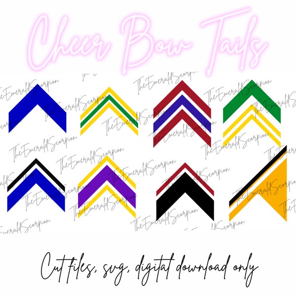 Cheer Bow Tail Ends, Cut files, Bundle of 8, Cricut, Silouhette SVG