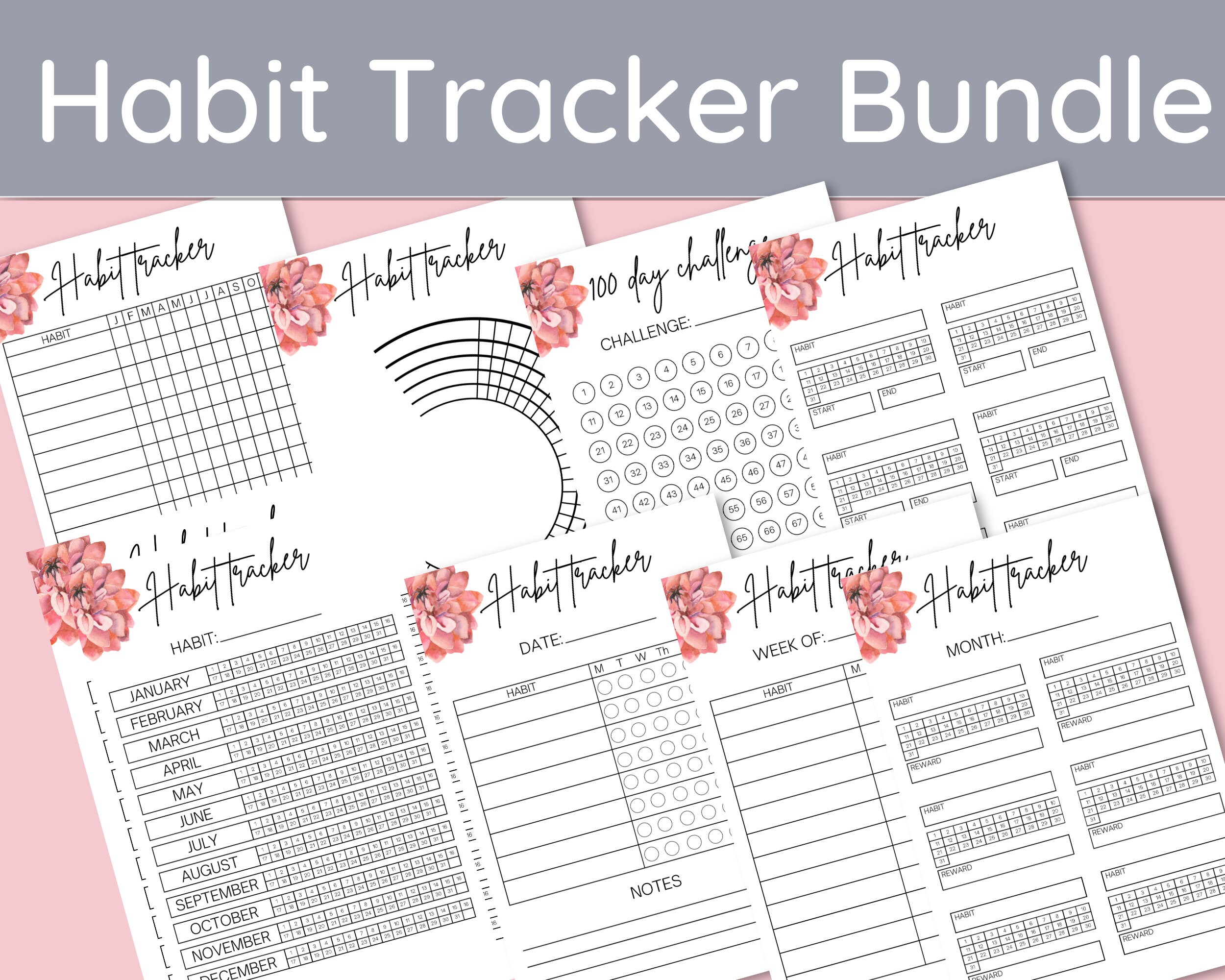 Habit Tracker Habits Tracker Habit Chart Daily Weekly Monthly Etsy