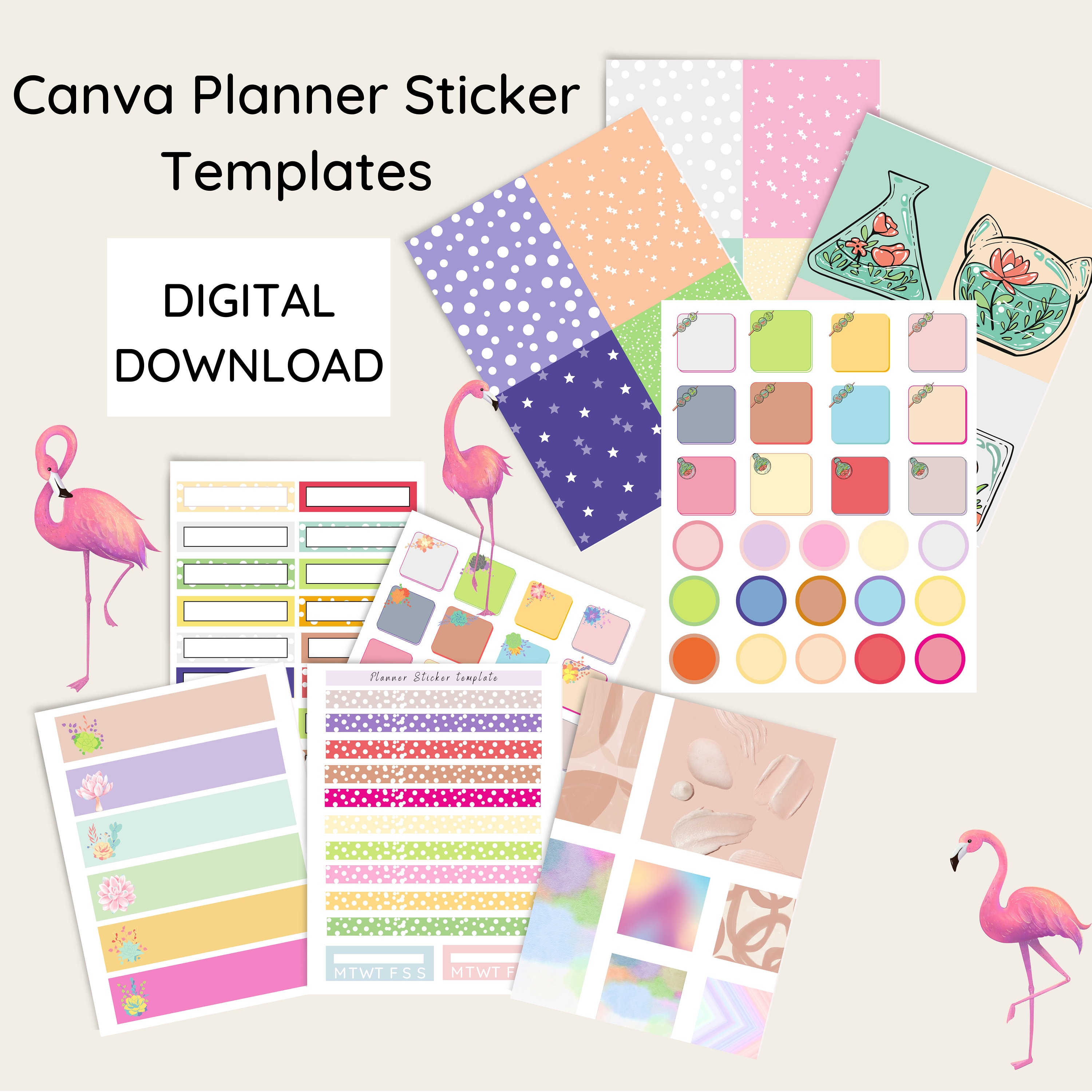 Canva Planner Sticker Templates/cute Planner Stickers/editable | Etsy