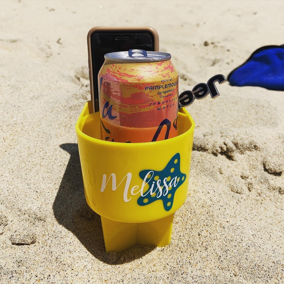 Beach Cup Holder Beach Cup and Phone Holder Beach Cubbie Beach Sand Cup
