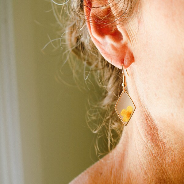 Earrings: Yellow Buttercup Floral Earrings