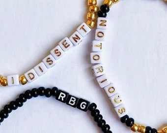 Ruth Bader Ginsburg bracelet | RBG bracelet | Dissent Bracelet | Patriotic Bracelet | Political Bracelet | Beaded Bracelet | Bracelet Stack