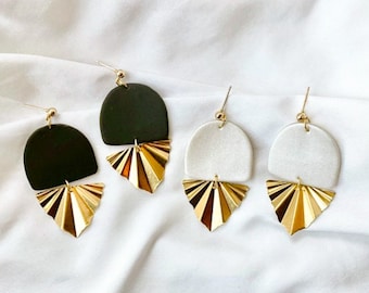 Polymer Clay Dangle Earrings | POLYMER CLAY EARRINGS | Dangle Clay Earrings | Gold Earrings | Statement Clay Earrings | Everyday Earrings