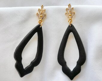 Dangle Polymer Clay Earrings | Gemstone Earrings | Statement Clay Earrings | Elegant Earrings | Polymer Clay Dangle Earrings | Classy Dangle
