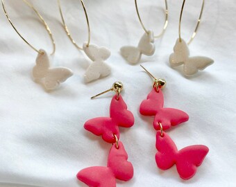 Butterfly Polymer Clay Earrings | Hoop Polymer Clay Earrings | Butterfly Clay Earrings | Hoop Earrings | Butterfly Earrings | Butterfly Hoop