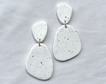 Speckled Polymer Clay Earrings | Speckled Earrings | Statement Clay Earrings | Eggshell Earrings | Clay Geometric Earrings | Geometric Shape