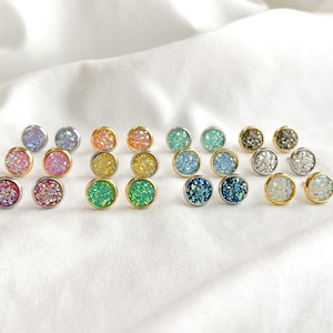 PACK OF TWO Druzy Stud Earrings | 16 color options |  Druzy Earrings | Drusy Studs | Drusy Stud Earrings | Bridesmaid Earrings | Druzy Studs